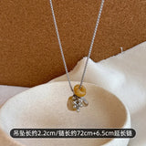 Daiiibabyyy  Natural Stone Necklace with Water Droplet Pendant for Women Adjustable Long Sweater Chain