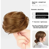 DAIIIBABYYY  -  Women's Low Bun Hair Wig Fake Hair Circle Twist Hair Pack Ancient Style Flower Bud Fluffy Hair Extension Real Human Hair