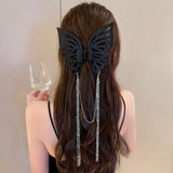 DAIIIBABYYY  -  New Oversized Hollow Butterfly Tassel Chain Hair Grab Clip Shark Clip Hair Accessories Claw Clip For Women