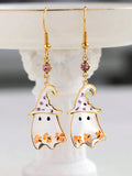 Daiiibabyyy  Creative Cute Ghost Dried Flower Epoxy Resin Handmade Earrings Halloween Fashion Jewelry Women and Girls Gifts