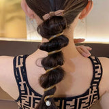Daiiibabyyy  Bow Pearl Phone Line Hair Rings Women Temperament Durable High Elasticity Rubber Bands No Damage To Hair Tie Ponytail Hair Ropes