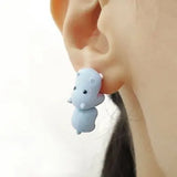 Daiiibabyyy Asymmetric Cute Little Mouse Cheese Earrings Ms New Tide Sweet Temperament Earring Personality Drip Oil Jewellery