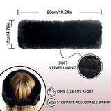Daiiibabyyy  New Wide Design Fluffy Headband Elastic Imitation Fur Hairbands Solid Color Soft Headwear Women Accessories