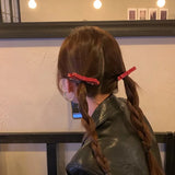 DAIIIBABYYY  -  Retro New Year's red bow hairpin simple temperament one-word hairpin female bangs broken duck bill clip hairpin Hair accessories