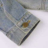 DAIIIBABYYY  -  Y2K Cropped Denim Jacket Women Vintage 90S Sexy Long Sleeve Jeans Coats Summer Gyaru Harajuku Streetwear Design Outerwears