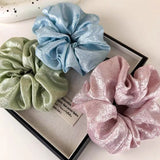 DAIIIBABYYY  -  Elegant Shiny Bright Silk Scrunchies Pink White Oversized Hair Ties Rope Lazy Low Ponytail Holder Women Student Girls Hair Bands