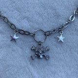 Daiiibabyyy -  Punk Charms Chain Studded Skull Necklace Korean Fashion Key Star Pendant Necklace for Women Grunge Jewelry Gothic Accessories