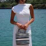 DAIIIBABYYY  -  Women's Fashion Draped Solid Long Dress Casual Sleeveless Patchwork Maxi Dress Elegant O Neck High Waist Slim Party Dresses