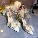 Daiiibabyyy  White Bridal Shoe Wedding Shoes for Women Luxury Designer Mary Jane Elegant Woman Heeled Shoes Designer Heels Y2k Style Shoes