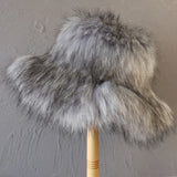 Daiiibabyyy  Winter Oversize Luxury Fluffy Raccoon Fur Bucket Hats for Women Retro Plush Warm Fisherman Hat Wide Brim Thickened Panama Cap