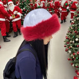 Daiiibabyyy  Christmas Red Fluffy Fur Bucket Hats women Thick Plush Winter Hat Imitation Mink Fur Christmas Hat Windproof Warm Panama Caps