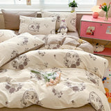 DAIIIBABYYY  -  New Little Fresh Pure Cotton Four Piece Set with 40 Thread Count All Cotton Bedding Ins Bed Sheet and Quilt Set with 4