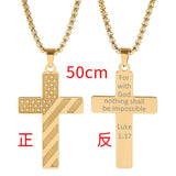 DAIIIBABYYY  -  American Flag Cross Necklace Stainless Steel Inspirational Bible Verse HipHop Lettering Pendant Chain for Boys Men Jewelry