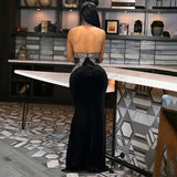 DAIIIBABYYY  -  Sexy Dresses for Woman Halter Backless Diamond Slim Floor Length Elegant Ladies Evening Night Party Club Vestidos Mujer Clothes
