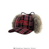 Daiiibabyyy  Earflap Baseball Hat for Girls Women Embroidery Furry Casual Hat for Sports Gym Mountain Camping Hat Outdoor Activity