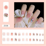 Daiiibabyyy 24Pcs Detachable False Nails Rhinestones Blue Wearable Fake Nails Full Cover Nail Tips Fake Nail with Moon Design Press on Nails