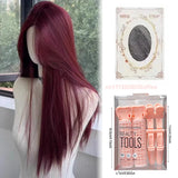 Daiiibabyyy  Red Wig for Women Long Straight Hair Forehead Lace Wig  for Cosplay Daily Use Lolita  Synthetic Wigs Natural Hair Heat Resistant