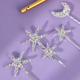 Daiiibabyyy  Sliver Star and Moon Hair Clip Exquisite Rhinestone Barrette For Women and Girls Holiday Party Hairpins Headpieces As Gifts