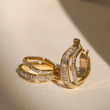 Daiiibabyyy  Elegant Artificial Zircon Inlaid Hoop Earring for Women Golden Trendy All-match & Exquisite Classic Huggies Jewelry Gifts