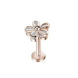 DAIIIBABYYY  -  1Piece Flower Moon Snake CZ Nose Hoop Butterfly Leaf Daith Conch Helix Stud Earrings Internal Thread Piercing Surgical Steel 16G