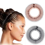 Daiiibabyyy  2pcs Rhinestone Plastic Full Circle Stretch Diamond Flexible Comb Teeth Headband Hair Band Clip Face Wash Fixed Hair Accessories
