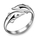 Daiiibabyyy 100% 925 Sterling Silver Ring Smooth Surface Cute Animal Dolphin Adjustable Fine Jewelry For Women Party Bijou Gift