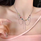 DAIIIBABYYY  -  Kpop Trendy Y2K Colorful Geometry Crystal Star Pendant Necklace Women Egirl Punk Grunge Charms EMO Jewelry Accessories