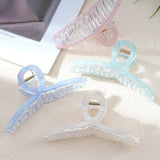 Daiiibabyyy  1PC Iridescent Ribbon - Shaped Hair Claws Set, 4 Pastel Colors, Stylish Hair Clamps for Women, Chic Updo Accessories