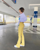 Daiiibabyyy Yellow Ripped Women Flare Jeans Lady Stretch Vintage High Waist Denim Pants Lady Y2K Punk Streetwear Slim Bell Bottom Trousers