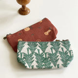 Daiiibabyyy  Women's Bag InS-style Embroidered Makeup Bag Portable Cartoon Coin Purse Hand-held Bag Storage Bag Green Color Simple For Girls
