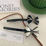 DAIIIBABYYY  -  Korean New Retro Knotbow Hair Accessories Fashion Black White Acetic Acid One Word Hair Clip Spring Clip For Woman Girls