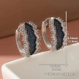 Daiiibabyyy  Shining Square cubic zirconia Wrapping Blue zirconia Earrings Women Noble and Elegant Engagement and Wedding Party Hoop Earrings