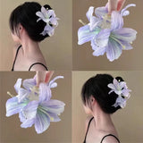 DAIIIBABYYY  -  Sweety Bohemia Hair Claw For Women Rhinestones Butterfly Flower Tassel Shark Gripper Summer Fairy Gauze Flower Hair Clip Hairpin