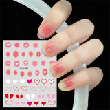 Daiiibabyyy New Love Heart Shape Design 3D Nail Sticker Colorful Gradient Blush DIY Nail Art Self-Adhesive Slider Decals Manicure Decoration