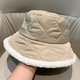 Daiiibabyyy  Winter Cotton Hats Lightweight Warm Hat Bucket Hat Fashion Versatile Foldable Basin Hat Plush Women's Hats Down Panama Caps