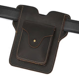 DAIIIBABYYY  -  Real Leather men Casual Small Waist Bag Cowhide Fashion Hook Bag Waist Belt Pack Cigarette Case 5.5" Phone Pouch