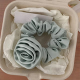 Daiiibabyyy Mint Green Large Intestine Hair Loop Ponytail Rose Elastic Hair Rope for Women Girl Headwear Korean Fashion Hair Tie Accessories