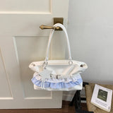 Daiiibabyyy  Korean Style Large Capacity Tote Bag Ballet Style Tote Bag, Women's New Commuting Handheld Shoulder Bag for Daily Work Travel