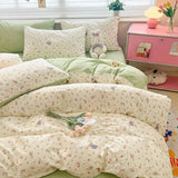 DAIIIBABYYY  -  New Little Fresh Pure Cotton Four Piece Set with 40 Thread Count All Cotton Bedding Ins Bed Sheet and Quilt Set with 4