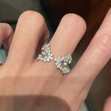Daiiibabyyy  Italian Retro Jewelry Hollow Lace Honeycomb Design Silver Color Rings Black Enamel Inlaid Zircon Ring For Women