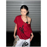 DAIIIBABYYY  -  Snake Graphic T Shirts Short Sleeve Loose Summer Tops Gothic 2000s Clothes Y2k T-shirts Tees Woman Clothing Goth Chic