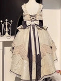 DAIIIBABYYY  -  Japan New Sweet Heavy Industry Black And White Dress Lolita Dress JSK Spring And Autumn Princess Lolita Skirt Fairy