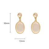 Daiiibabyyy New Korea Oval White Woman Jewelry Eardrop Earrings Cat's Eye Stone Moonlight