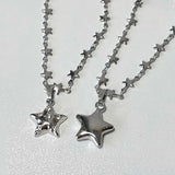 Daiiibabyyy  Korean Fashion Chain Star Crystal Necklace Cute Aesthetic DIY Shiny Pendant Necklace for Women Y2K Jewelry Egirl Accessorie Punk