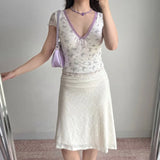 Daiiibabyyy  Summer Fashion New Women's Elegant Design Half Skirt High Waist Jacquard Irregular Spicy Girl Short Half Skirt