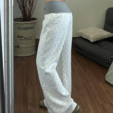 Daiiibabyyy  Summer American Retro Polka Dot Trousers High Waist Striped Patchwork Female Clothing Casual Printed Fashionable Bootcut Pants