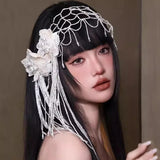 Daiiibabyyy  New bridal headgear handmade beaded headband French retro flower fringed hairpin personalized versatile  accessories