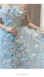 Daiiibabyyy  Fairy Blue 3D Followers Wedding Dress Women Photo Shoot A-line Evening Gown Dress Light Luxury Floor-Length Birthday Party Dress