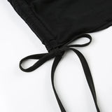 DAIIIBABYYY  -  Women Club Party Sexy Skirt Suits Transparent Mesh Split Tube Top and Drawstring Low Rise Mini Skirts Two Piece Sets Lady