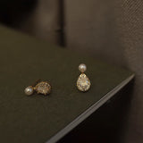 DAIIIBABYYY  -   Plated Pearl Stud Earrings Water Drop Shiny Zircon Morning Dew Earrings for Women Wedding Jewelry